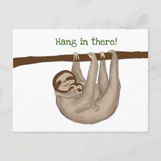 Mam en baby sloth 'hang in daar' briefkaart (Voorkant)