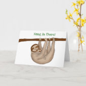 Mam en baby sloth 'hang in daar' kaart (Gele Bloem)