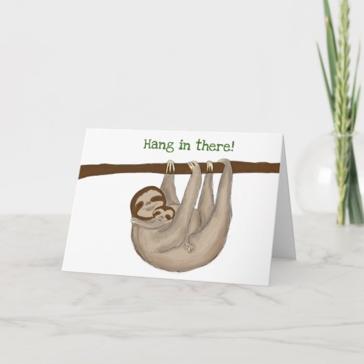 Mam en baby sloth 'hang in daar' kaart (Voorkant)