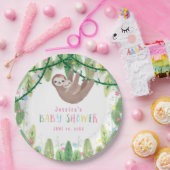 Mam en baby sloth meisje baby shower papieren bordje (Feest)