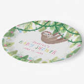Mam en baby sloth meisje baby shower papieren bordje (Gekanteld)