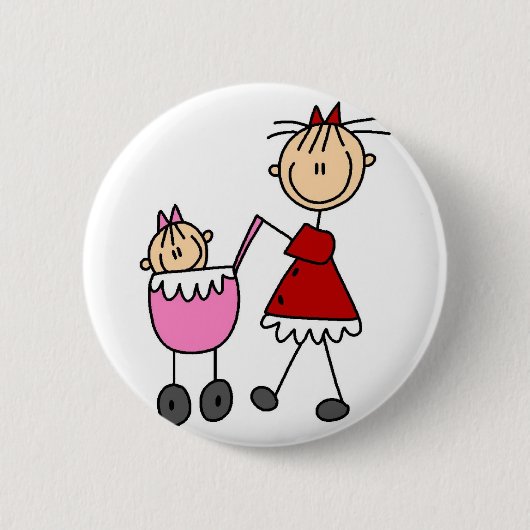 Mam en Baby Stick Figures Button (Voorkant)