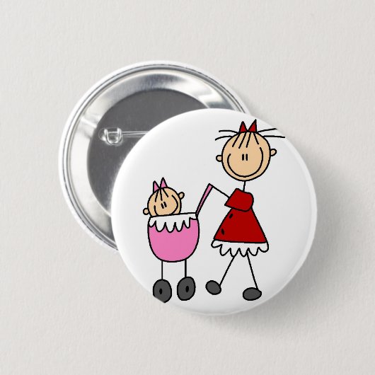 Mam en Baby Stick Figures Button (Voorkant /achterkant)