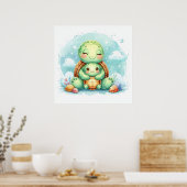 Mam en Baby Turtle Poster (Keuken)