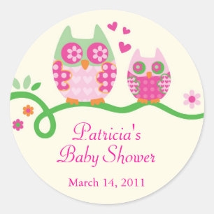 Mam en Baby Uil Baby shower Favor Sticker