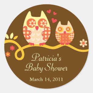 Mam en Baby Uil Baby shower Favor Sticker