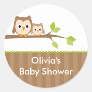 Mam en Baby Uil Baby shower Stickers