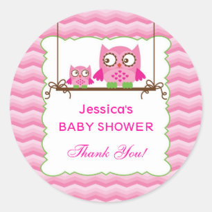 Mam en Baby Uilen Meisje Baby shower Sticker