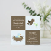 Mam en Baby-vogelBaby shower Kaart (Staand voorkant)