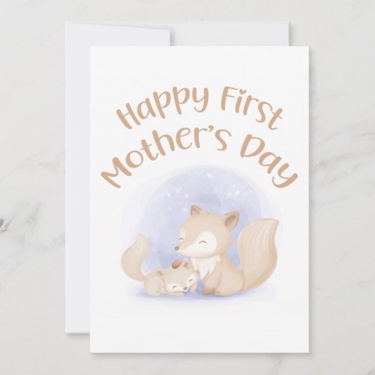 Mam en baby vossen - een gelukkige eersteklas dagk feestdagenkaart (Voorkant)