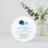 Mam en Baby Whale Boy Baby shower Kaart (Staand voorkant)