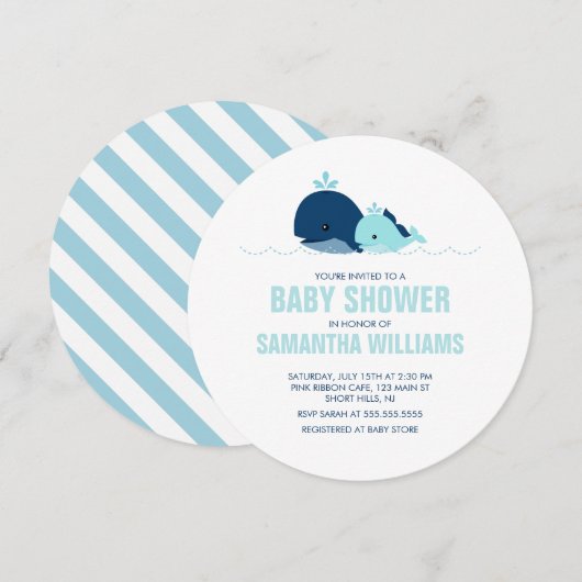Mam en Baby Whale Boy Baby shower Kaart (Voorkant / Achterkant)