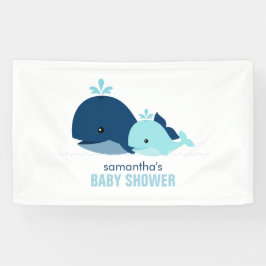 Mam en Baby Whales Boy Baby shower Welkom Spandoek