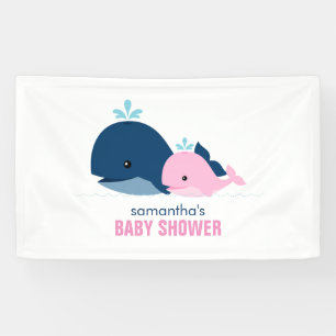 Mam en Baby Whales Meisje Baby shower Welkom Spandoek