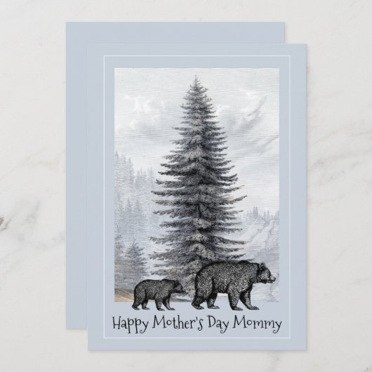 Mam en Baby Woodland Beren Moederdag mama (Voorkant / Achterkant)