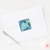 Mam en Baby Zee schildpad Vierkante Sticker (Envelop)