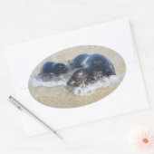 Mam en baby zeehond ovale sticker (Envelop)