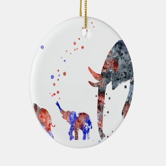 Mam en baby's olifant, olifantenfamilie keramisch ornament (Rechts)