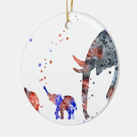Mam en baby's olifant, olifantenfamilie keramisch ornament (Links)