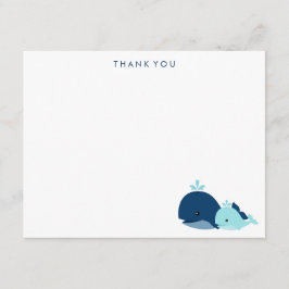 Mam en Blue Baby Whale Dankkaarten Notitiekaartje