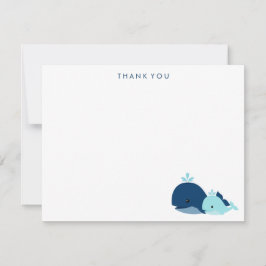 Mam en Blue Baby Whale Dankkaarten Notitiekaartje