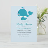 Mam en Bub baby Whale Baby doucheuitnodiging Kaart (Staand voorkant)