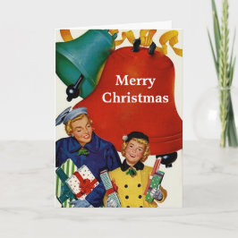 Mam- en Daughter-kerstwinkels uit de jaren '50 Feestdagen Kaart