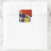 Mam- en Daughter-kerstwinkels uit de jaren '50 Vierkante Sticker (Tas)