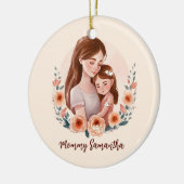 Mam en dochter met Roos Wreath Keramisch Ornament (Links)