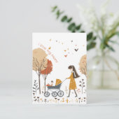 Mam en haar Kind op de kinderwagen Briefkaart (Staand voorkant)