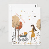 Mam en haar Kind op de kinderwagen Briefkaart (Voorkant / Achterkant)