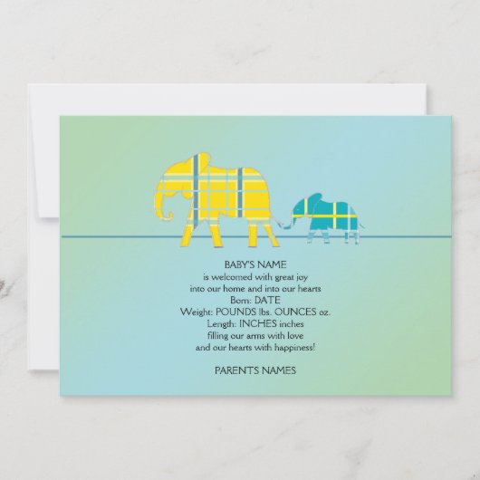 Mam en ik Blue Elephant Baby Aankondiging (Voorkant)