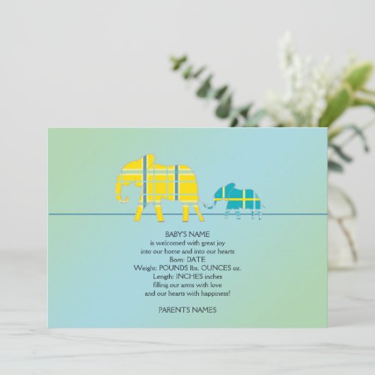 Mam en ik Blue Elephant Baby Aankondiging (Staand voorkant)