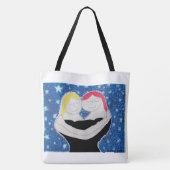 Mam en ik drukken allemaal grote Canvas tas af (Achterkant)