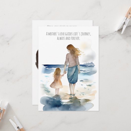 Mam en ik op het strand | MOEDERDAG Kaart (Voorkant / Achterkant in situ)
