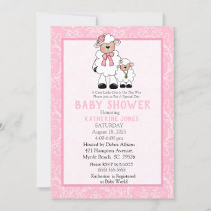 Mam en Little Lamb Baby shower Invitation Kaart