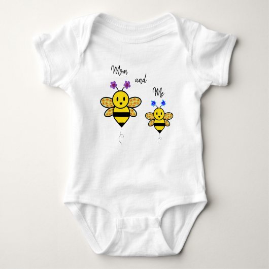 Mam en Me Whimsical Floral Bee Baby Bodysuit (Voorkant)