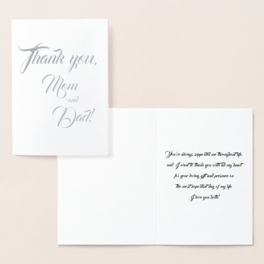 Mam en pa Wedding Bedankt Silver Folie Kaarten (Display)