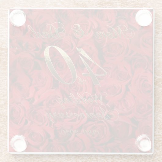 Mam en Pap 40th Bruiloft Jubileum Keepsake Glazen Onderzetter (Achterkant)