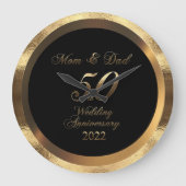 Mam en pap 50th Golden Wedding Jubileum 2022 Grote Klok (Voorkant)