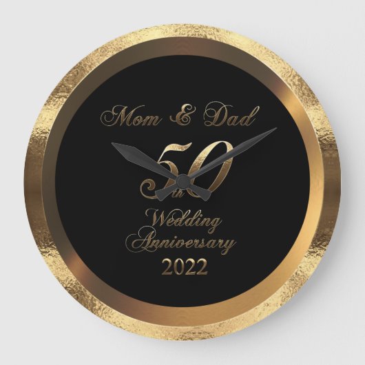 Mam en pap 50th Golden Wedding Jubileum 2022 Grote Klok (Voorkant)