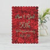 Mam en pap 50th Wedding Jubileum Red Roses Kaart (Staand voorkant)