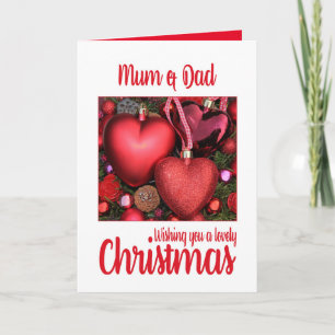 Mam en pap met prettige kerstkaart feestdagen kaart