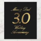 Mam en Pap Pearl Bruiloft Jubileum 30th Wijn Etiket (Enkel label)