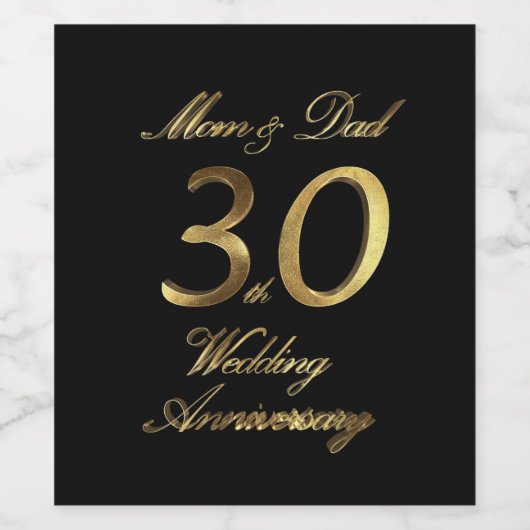 Mam en Pap Pearl Bruiloft Jubileum 30th Wijn Etiket (Enkel label)