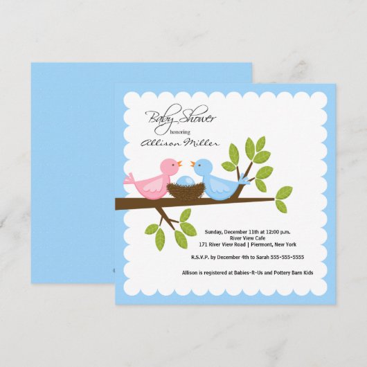 Mam en pap vogels met Baby-vogelBaby shower Kaart (Voorkant / Achterkant)