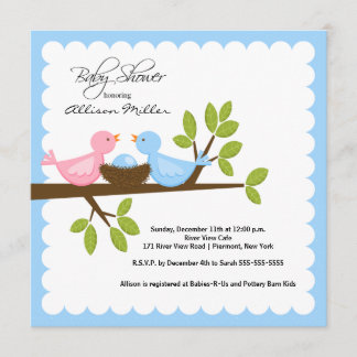 Mam en pap vogels met Baby-vogelBaby shower Kaart