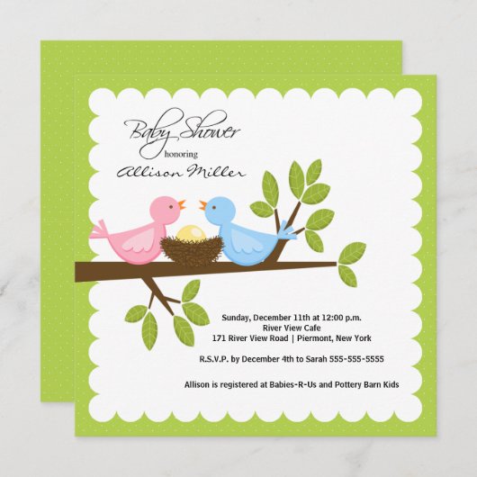 Mam en pap vogels met Baby-vogelBaby shower Kaart (Voorkant / Achterkant)