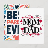 Mam en papa beste ouders iedereen bedankkaart (Voorkant / Achterkant)