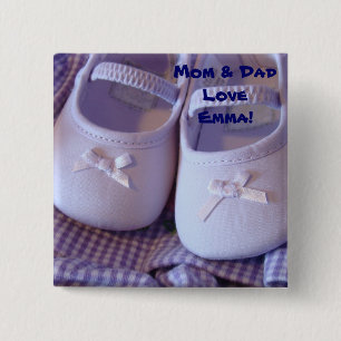 Mam en papa houden van Baby. knoppen Baby Vierkante Button 5,1 Cm